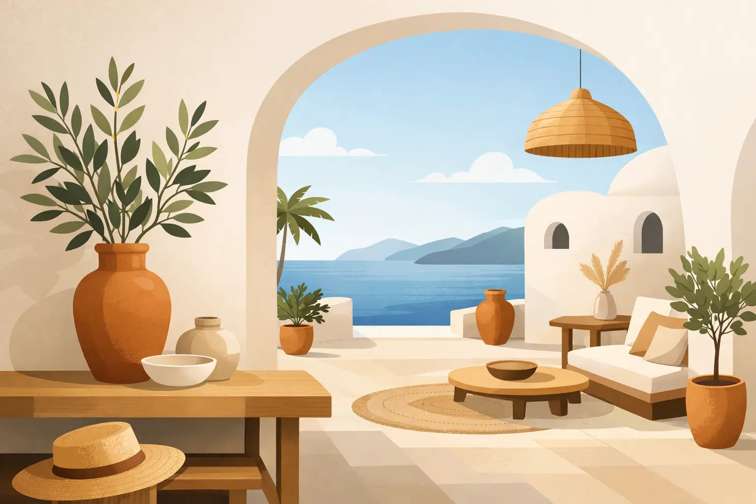 Decoración mediterránea elegante en casa
