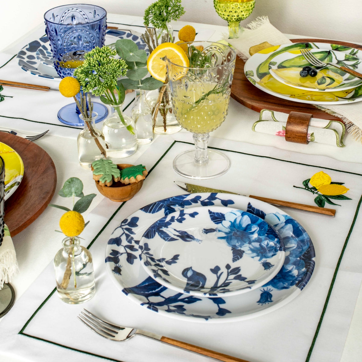 Bleu Blanc Appetizer Plate - Premium Watercolor Melamine