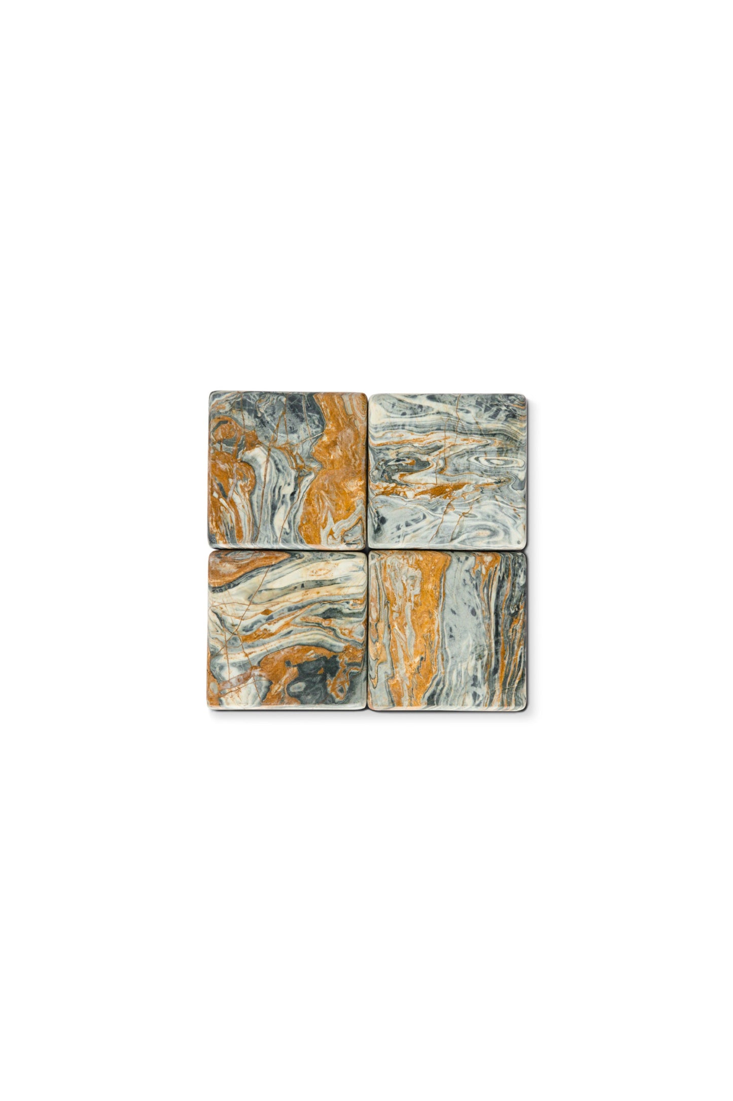 Set de 4 Posavasos Gris Urbano - Sofisticación de Mármol que Abraza la Modernidad