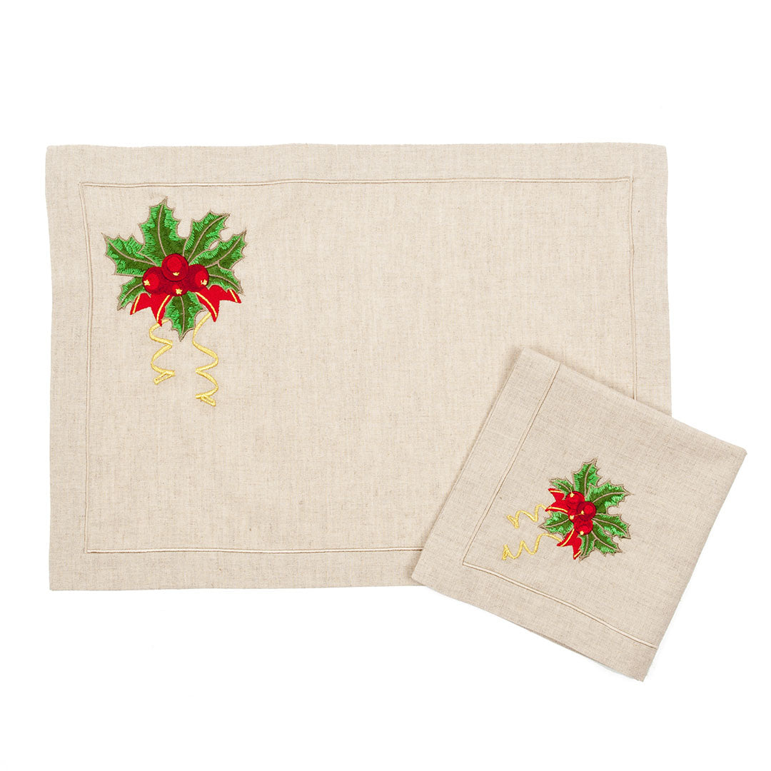 Set Navideño Premium Manteles y Servilletas - Celebración Invernal Tejida en Tradición Festiva