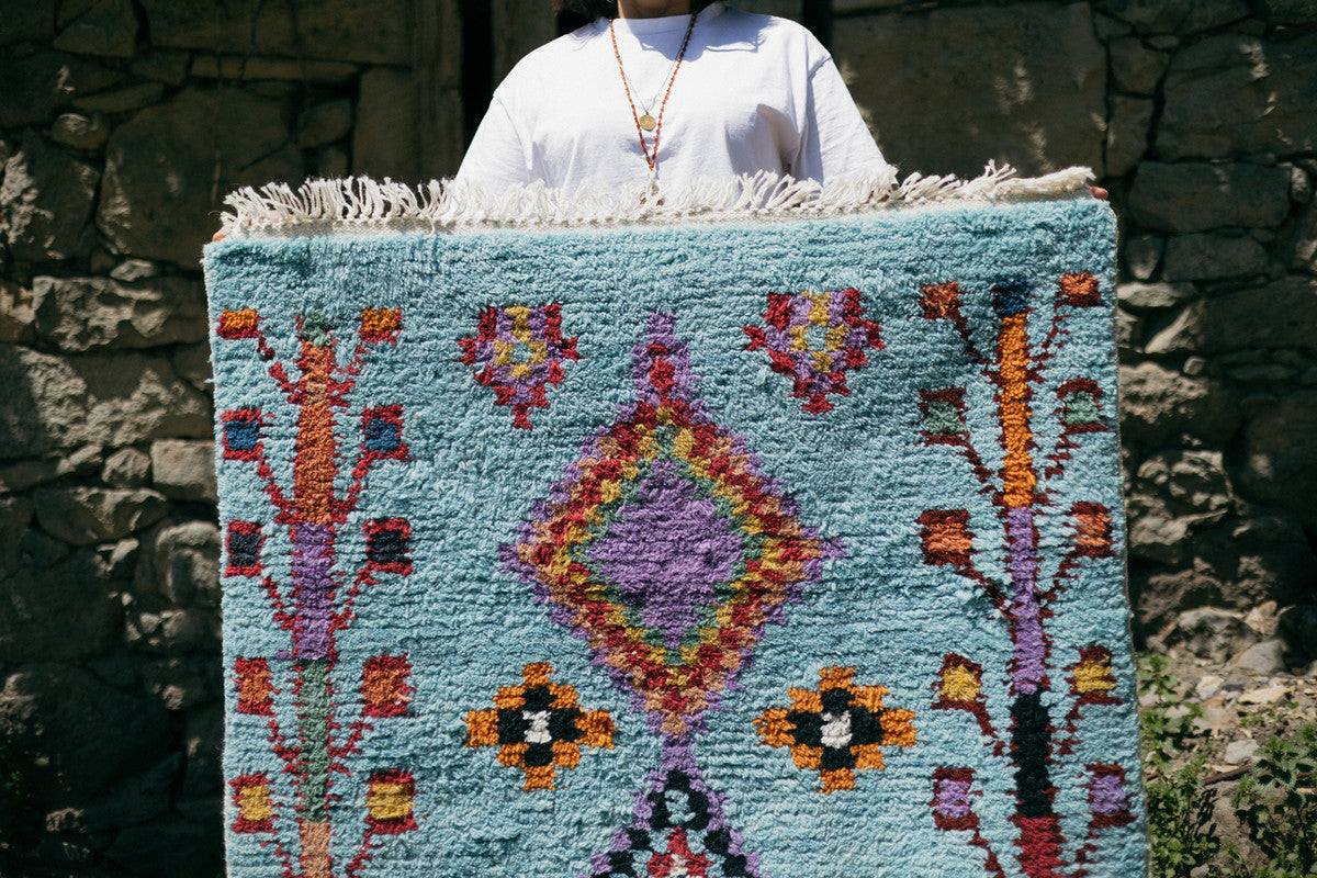 Charm Blue Serenity Rug - Timeless Elegance Created by Master Textile Artists