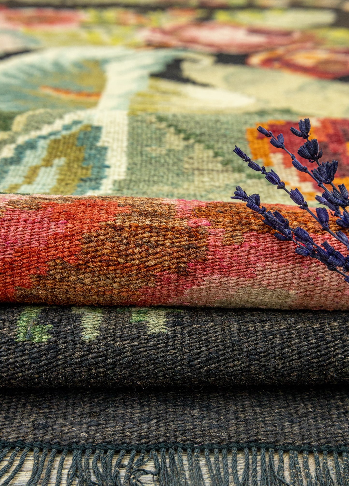 Madel Floral Patterned Wool Rug Handmade Natural Wool 210x252cm – Sustainable Origin