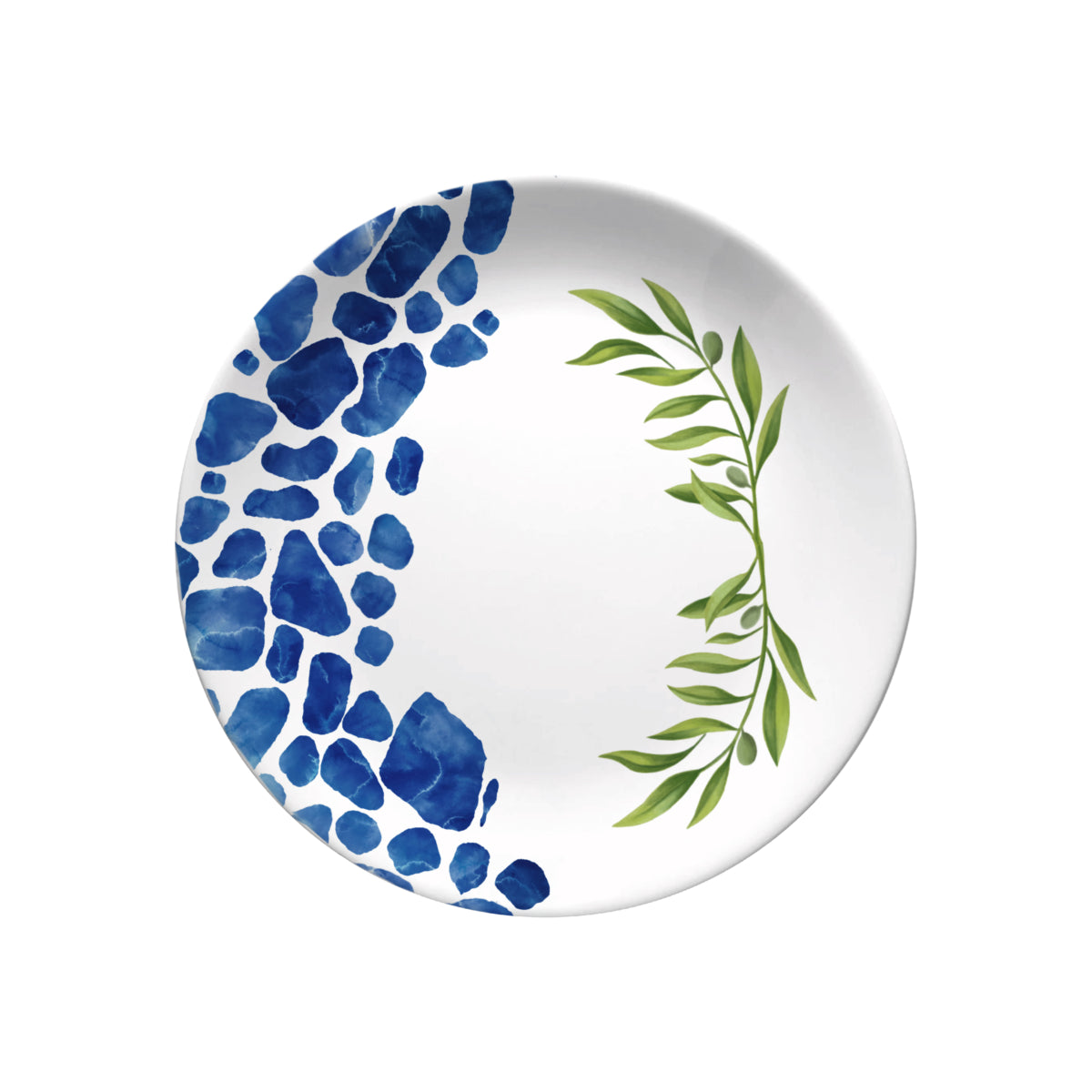 Set 4 Platos Pequeños Crucero Santorini - Cerámica Mediterránea Insular Lujo