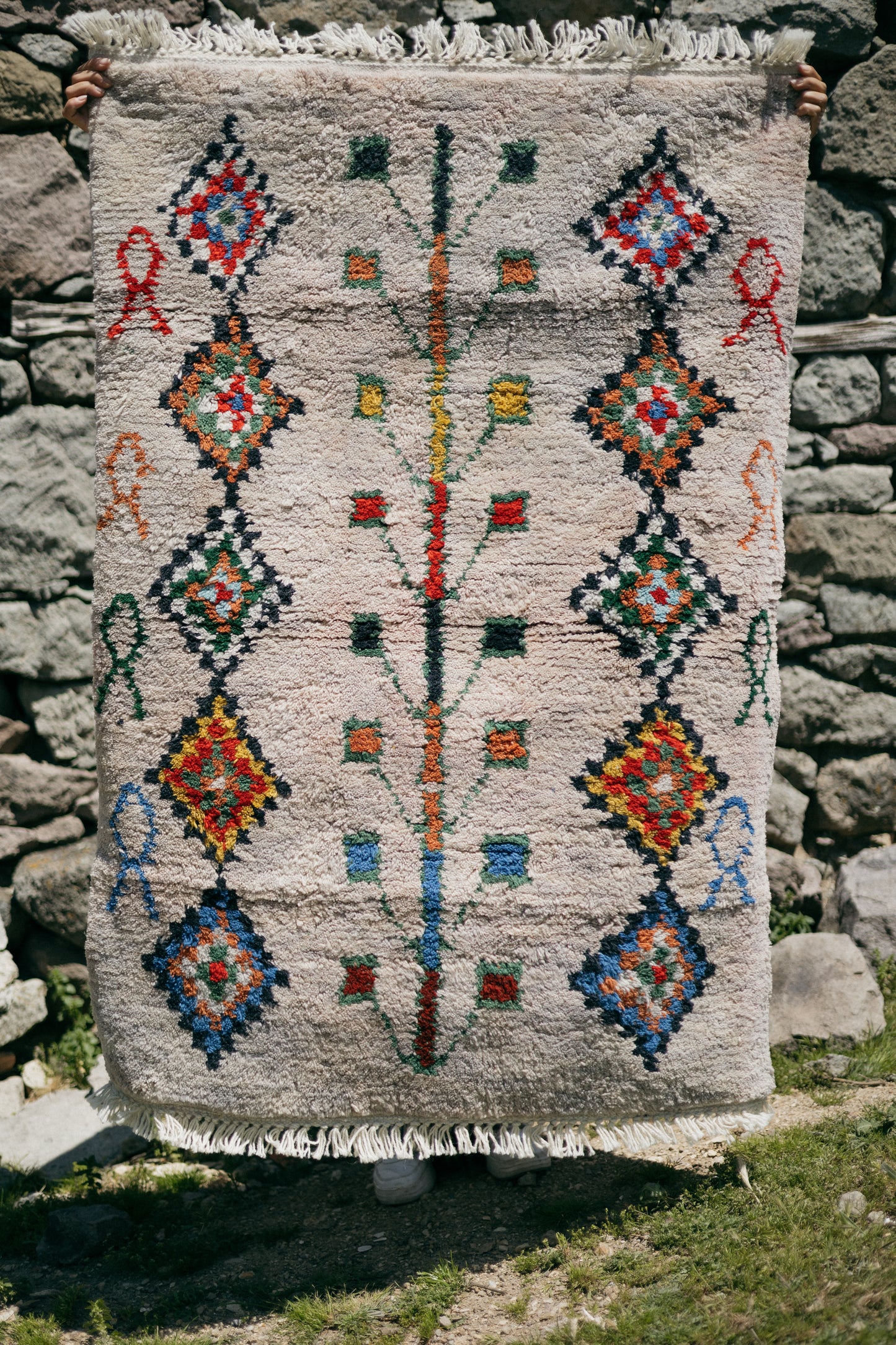 Golden Vanilla Tree of Life Rug - Ancestral Wisdom Materialized in Pure Wool