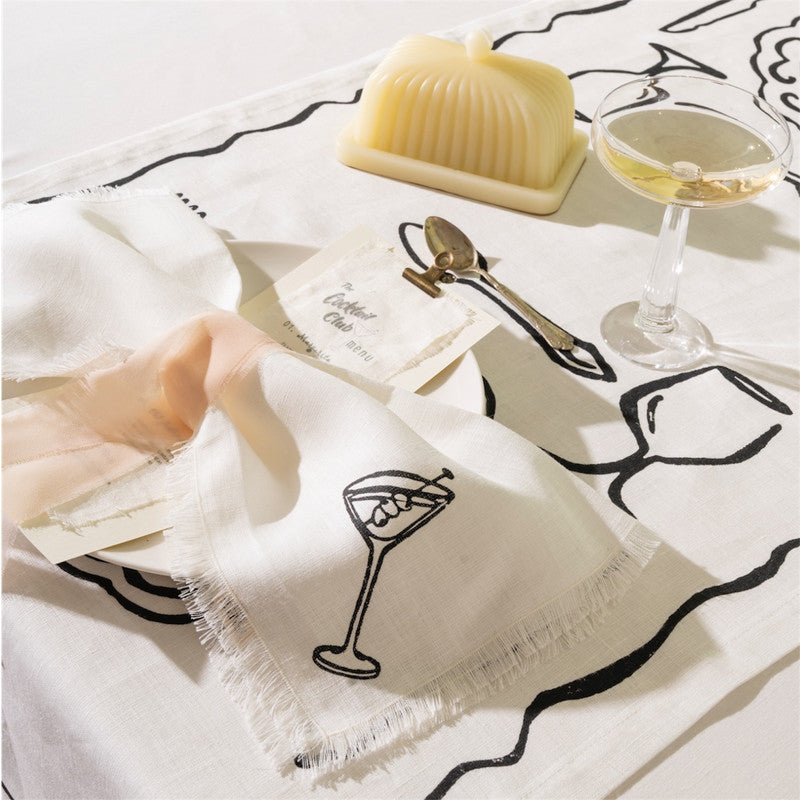Set de 6 Servilletas The Cocktail Club - Lino Premium con Diseño Martini