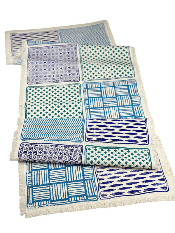 Aqua Blu Cushion Cover - Premium Linen with Marine Design