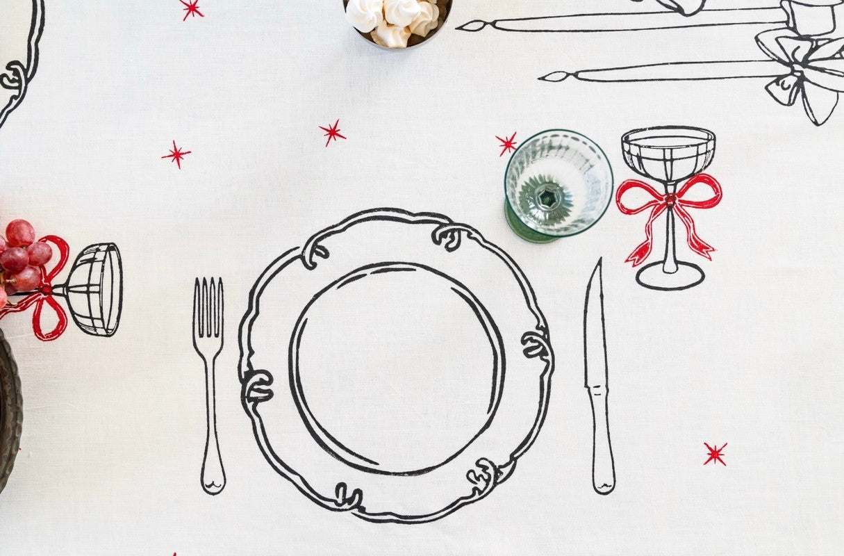 Tablecloth Table Setting Christmas