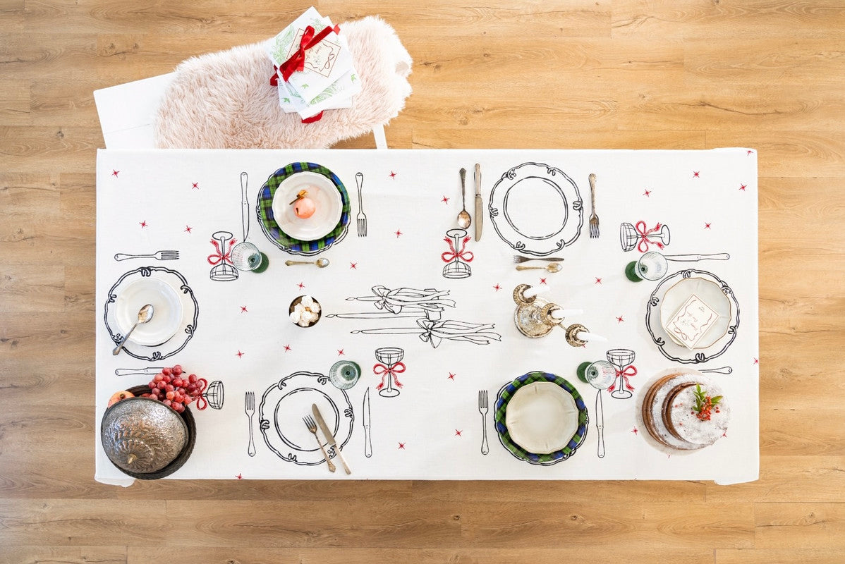 Tablecloth Table Setting Christmas