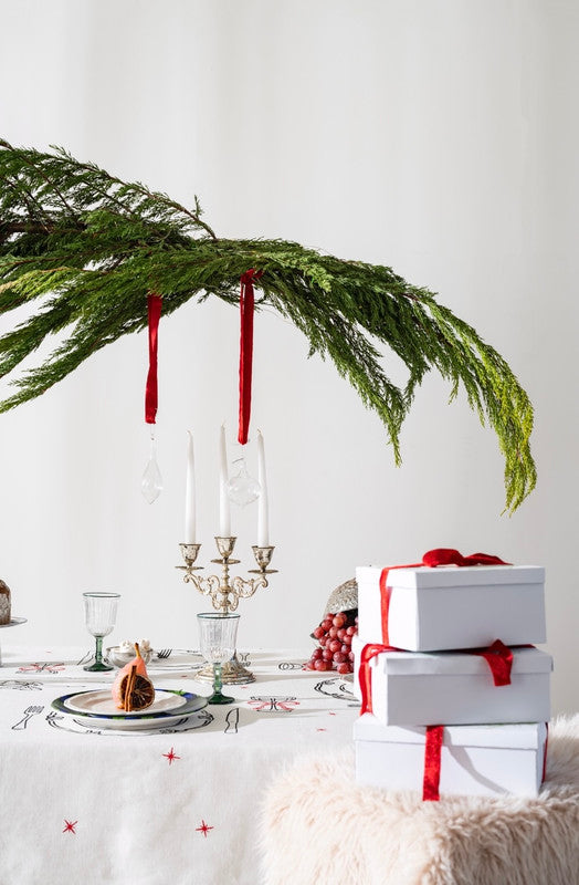 Tablecloth Table Setting Christmas