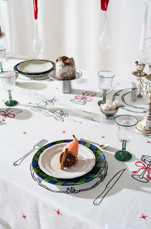 Tablecloth Table Setting Christmas