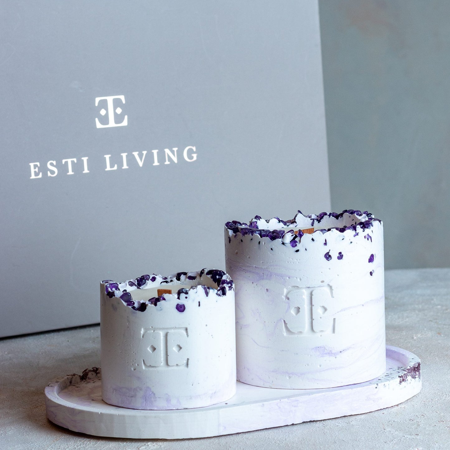 Colección Exclusiva de Velas Premium Lavanda con Piedras Amatista