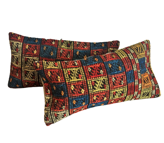 Bohemian Kilim Duo - Vintage Lumbar Set