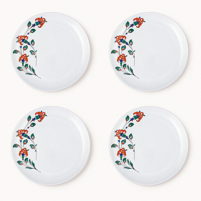 Set 4 Platos Postre Lirios - Dulzura Refinada en Cerámica İznik