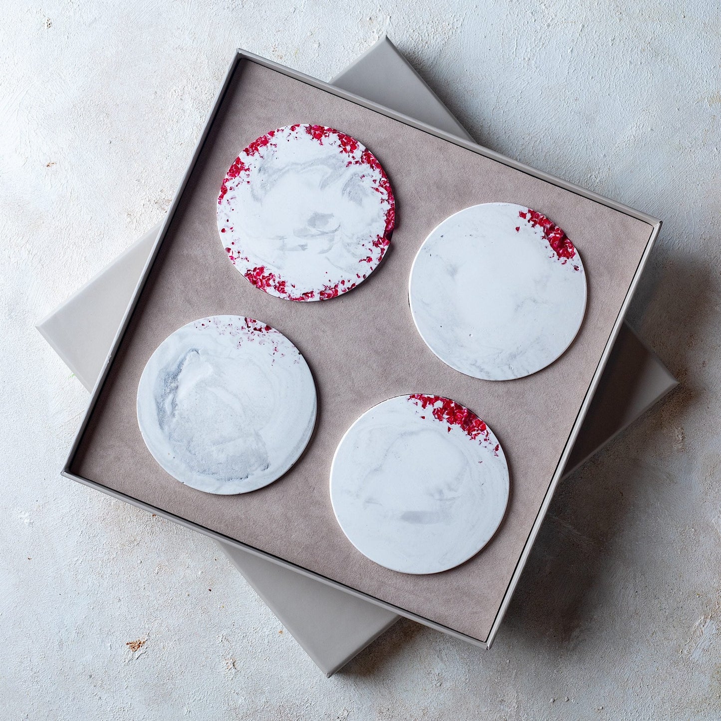 Simply Red Minimalist Coasters - Premium Elegant Red