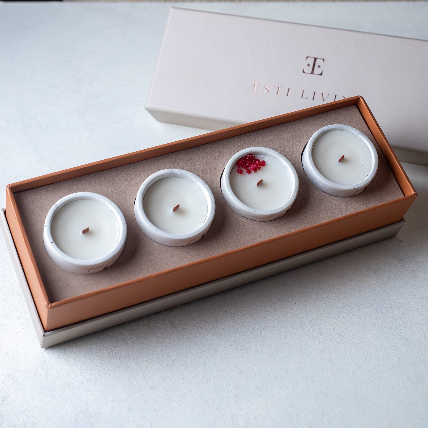 Colección "SIMPLY Red" Mini - Set 4 Velas Mediterráneas