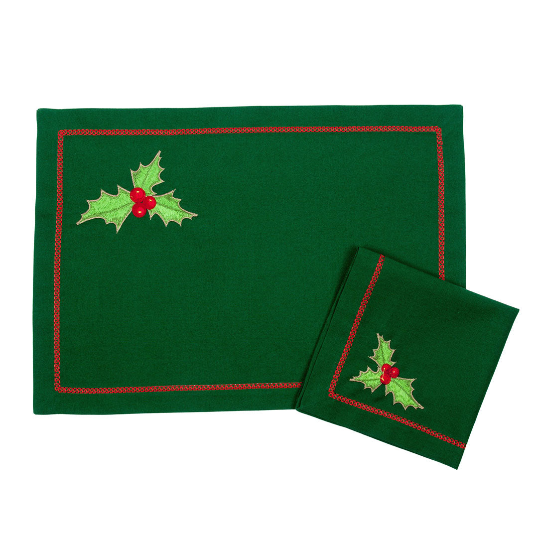 Set Navideño Premium Manteles y Servilletas - Celebración Invernal Tejida en Tradición Festiva