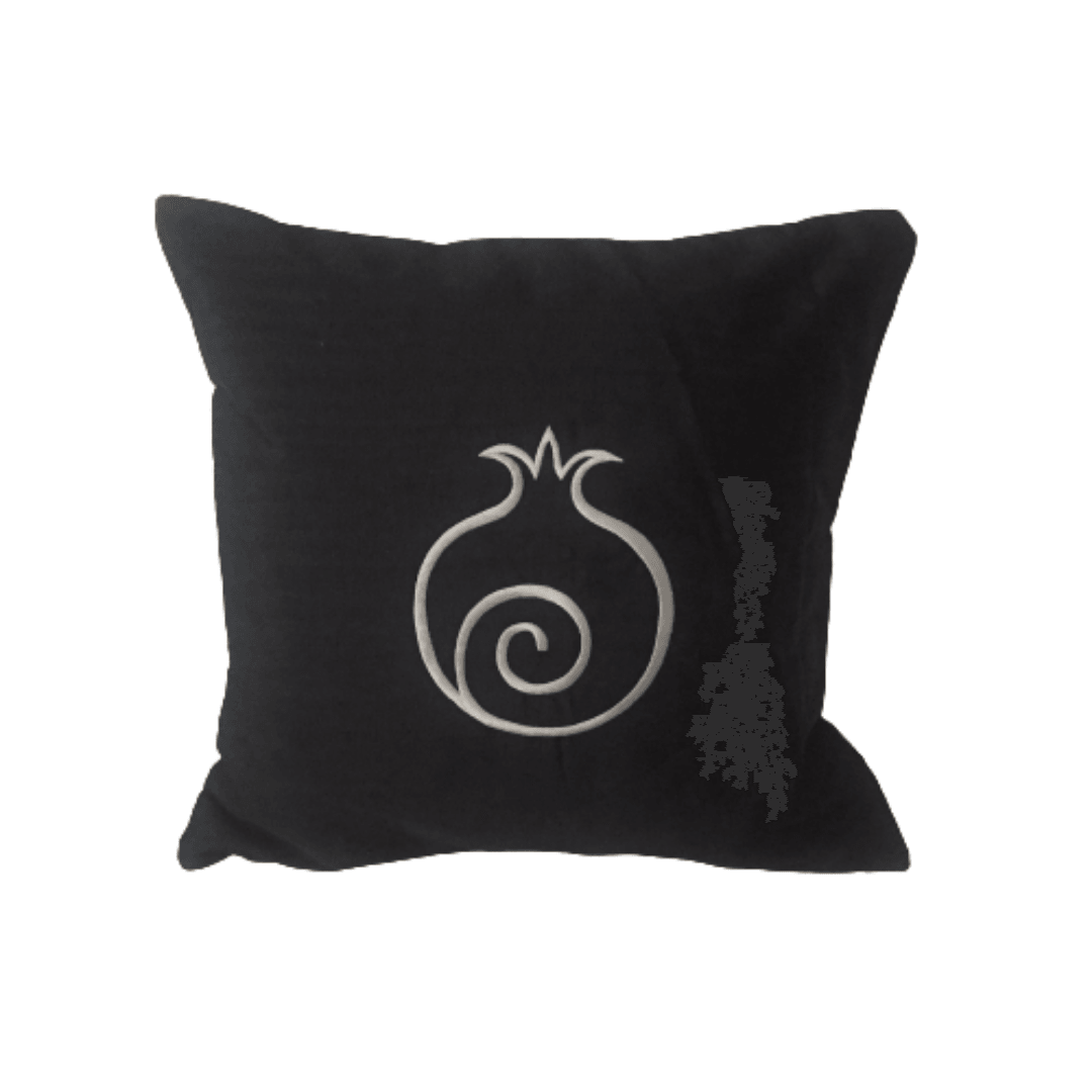 Silver Pomegranate Cushion - Evening Elegance in Kutnu Silk