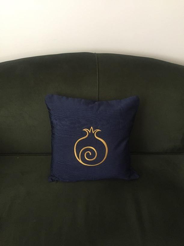 Imperial Granada Cushion - Navy Blue and Kutnu Gold