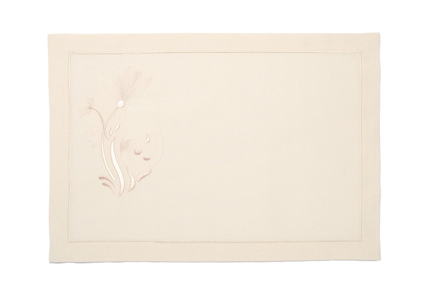 Mantel Individual "Sueño Rosa" Crema - Romanticismo Etéreo Bordado en Ternura Femenina