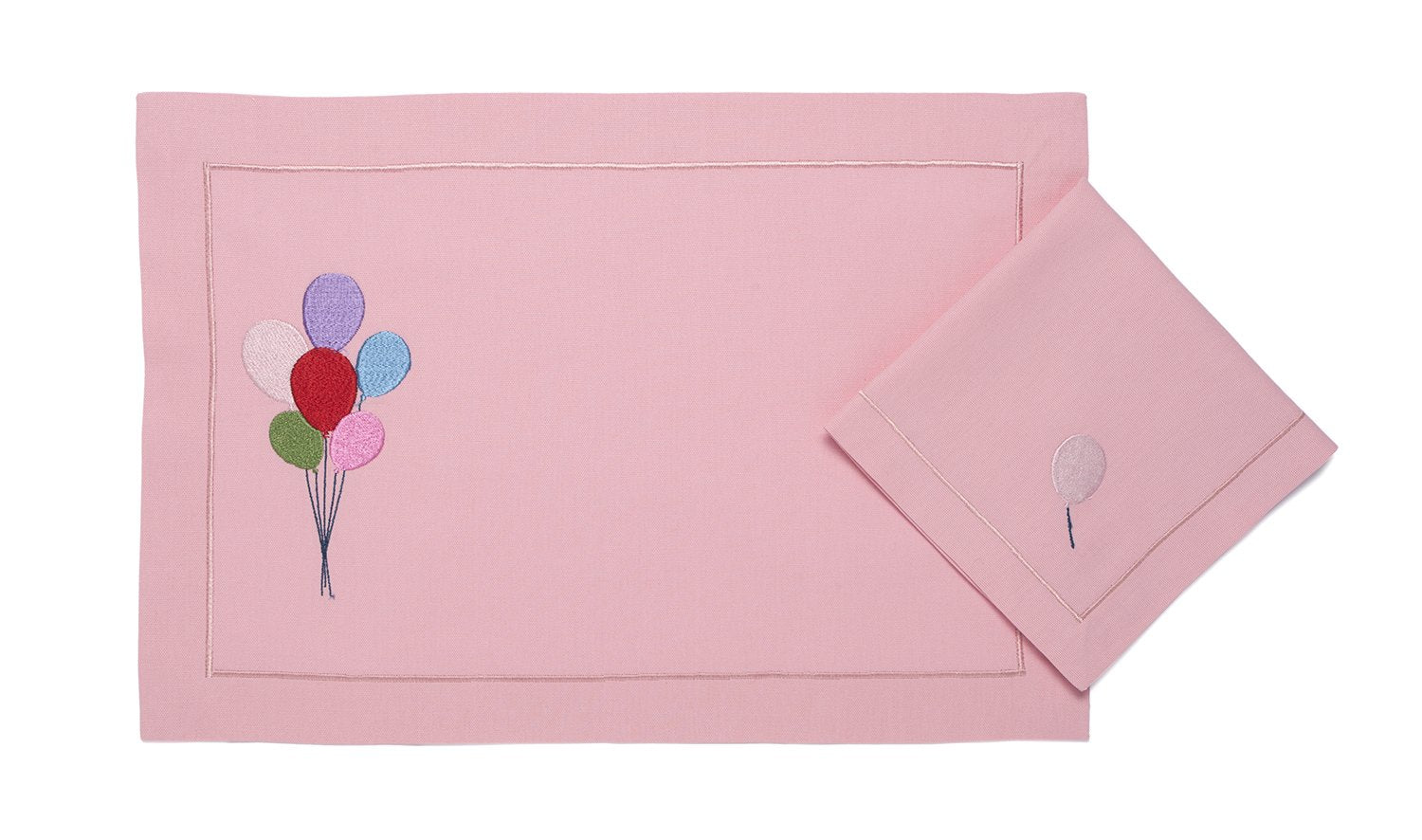 Pink "Happiness Balloons" Placemat - Eternal Celebration Embroidered in Crystallized Joy