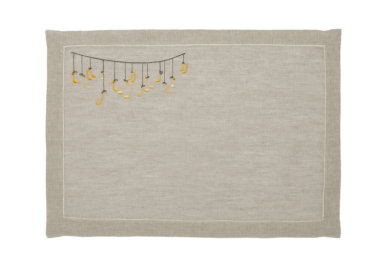 "Your Song" Placemat, Natural Linen - Hand-Embroidered Melody in Pure Fiber