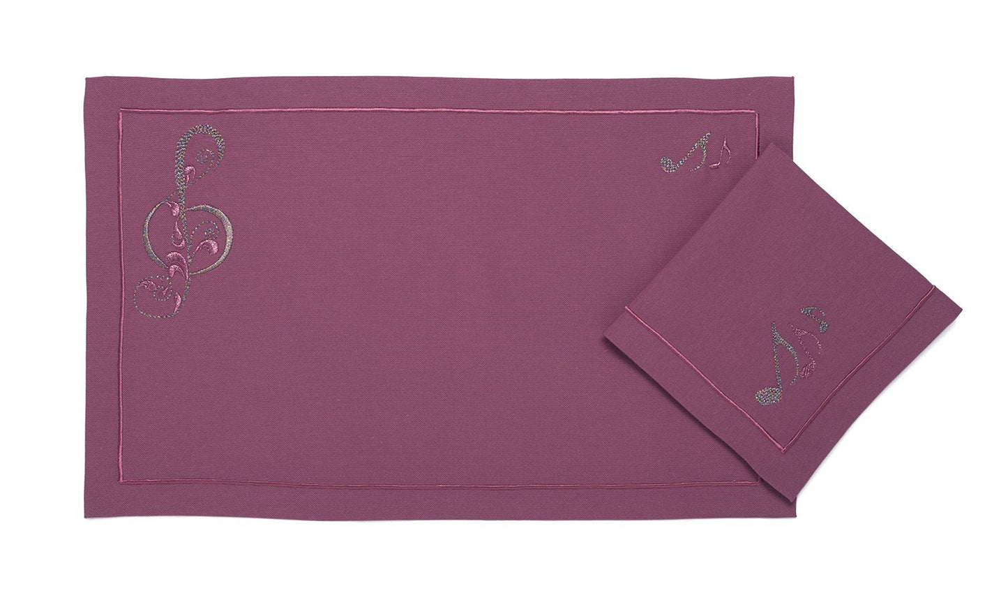 Mantel Individual "Arabesk" Morado - Pasión Musical Bordada en Tradición Otomana