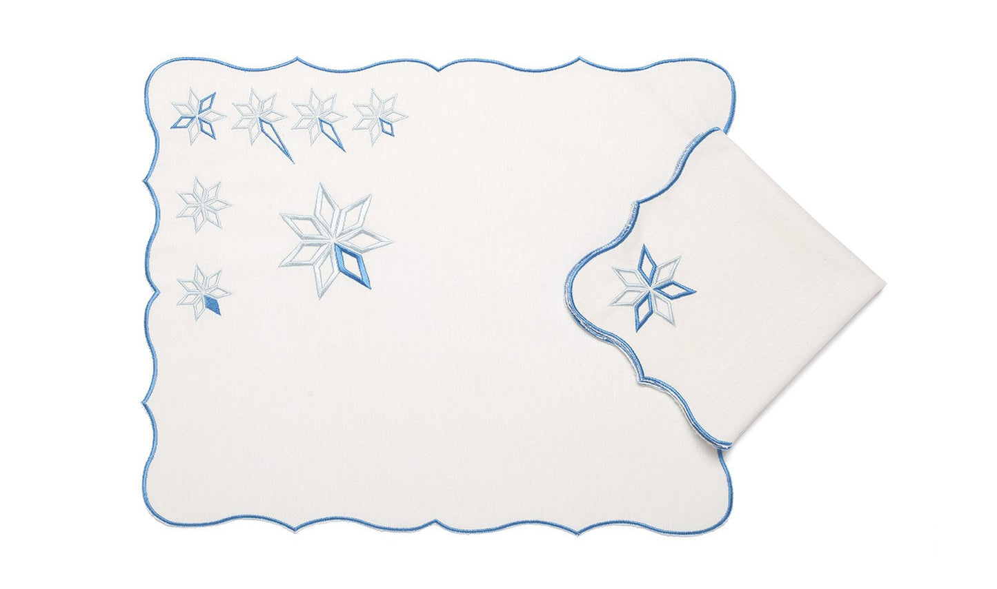Mantel Individual "Estrella Polar" Blanco - Navegación Eterna Bordada en Pureza Guía