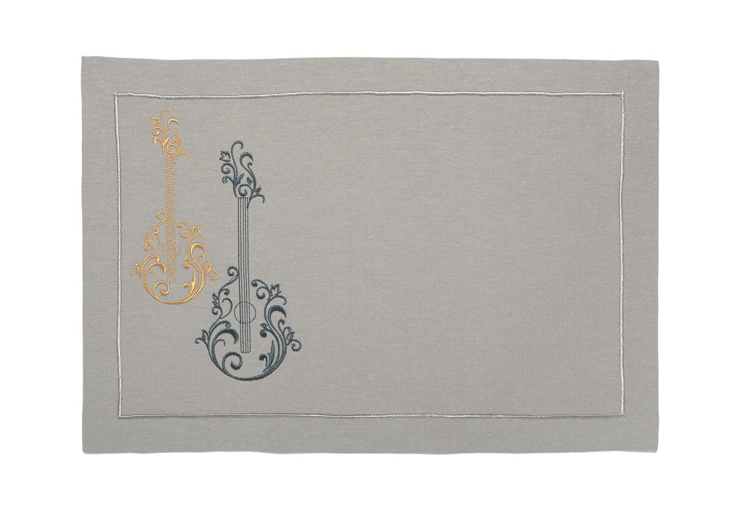 Mantel Individual "Dúo Musical" Gris Claro - Armonía para tu Mesa