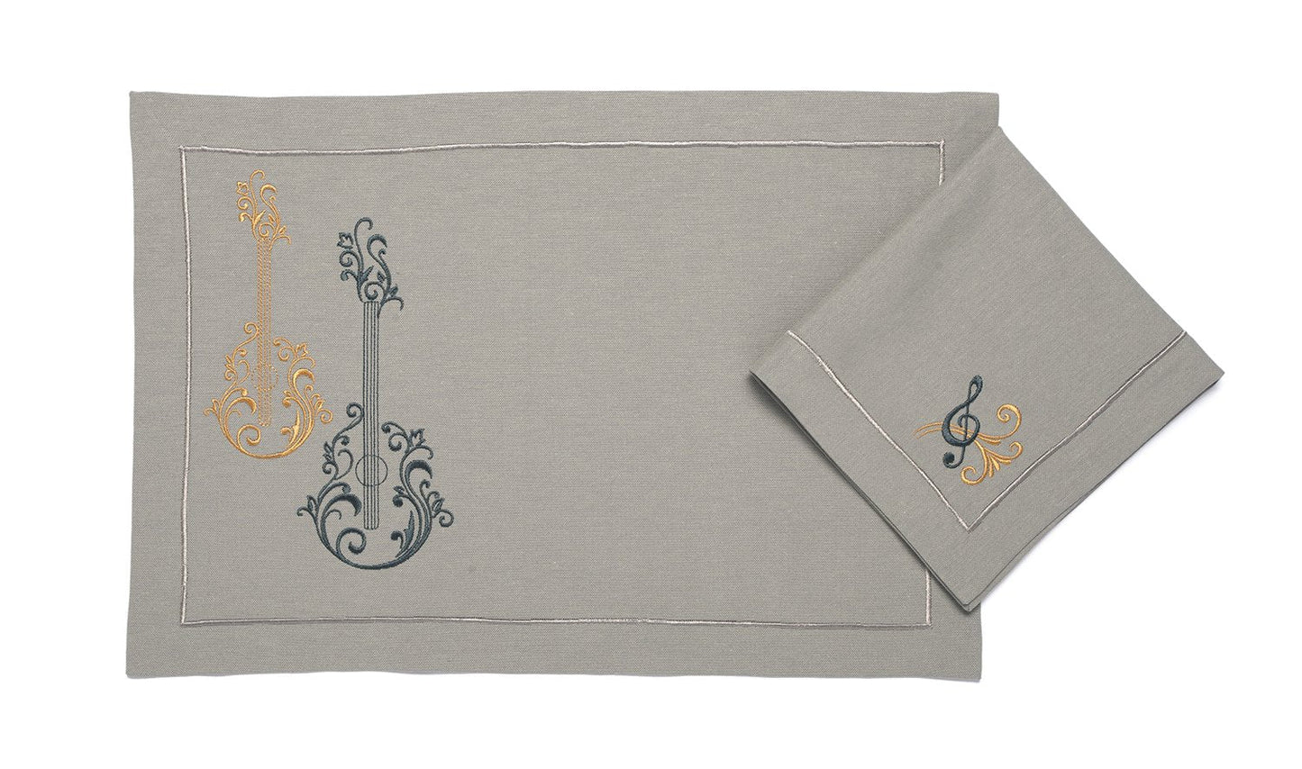 Mantel Individual "Dúo Musical" Gris Claro - Armonía para tu Mesa