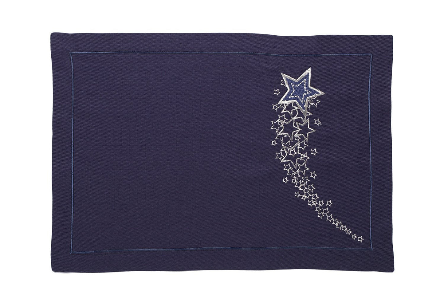 Mantel Individual "Estrella Fugaz" Azul Marino - Misterio Nocturno Bordado en Profundidad Oceánica
