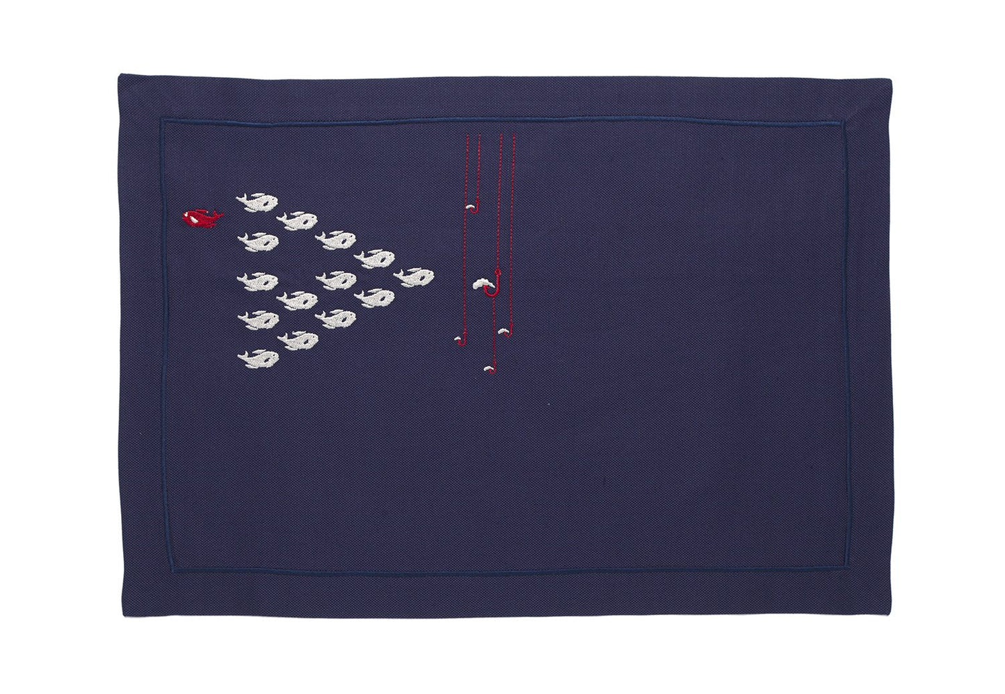 Mantel Individual "Pez Fugitivo" Azul Marino - Aventura Marina Bordada en Tradición Pesquera