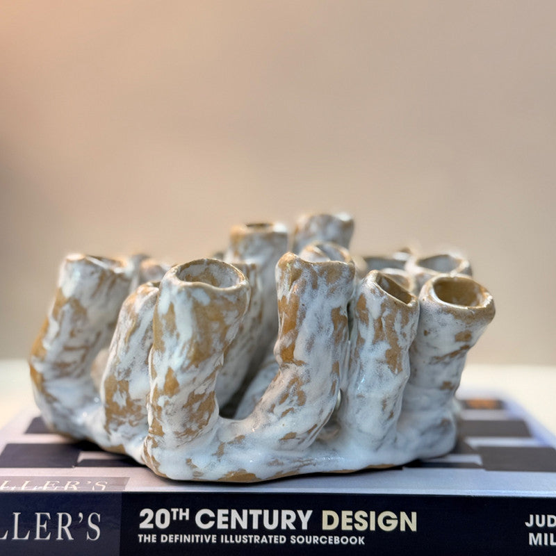 Escultura De Mesa en Cerámica Esmaltada Grande – Inspiración Coral Mediterráneo