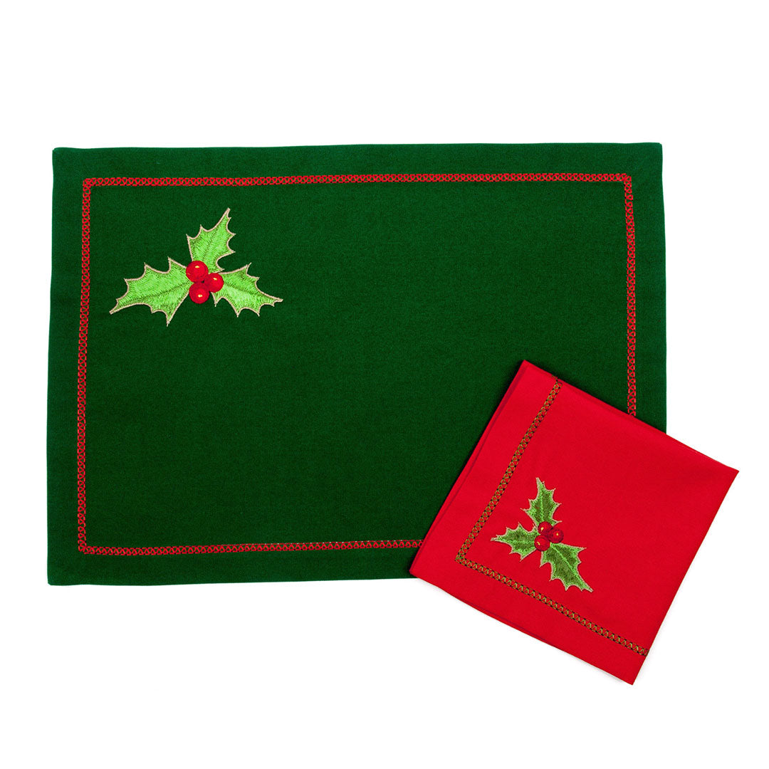 Set Navideño Premium Manteles y Servilletas - Celebración Invernal Tejida en Tradición Festiva