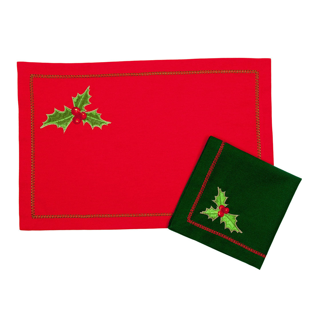 Set Navideño Premium Manteles y Servilletas - Celebración Invernal Tejida en Tradición Festiva