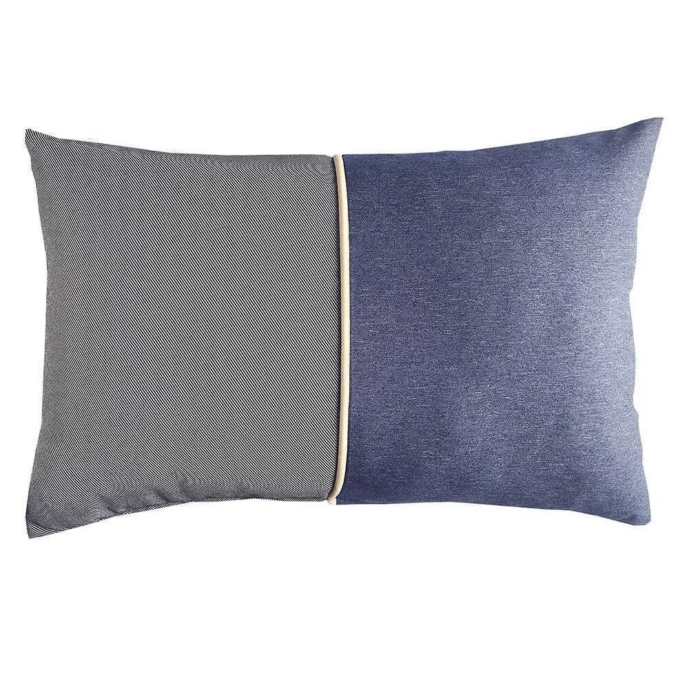 Cojín Rectangular De Exterior a Rayas - Azul Lapislázuli