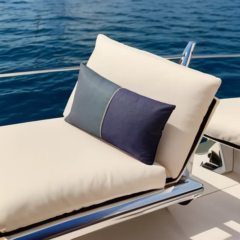 Striped Rectangular Outdoor Cushion - Lapis Lazuli Blue