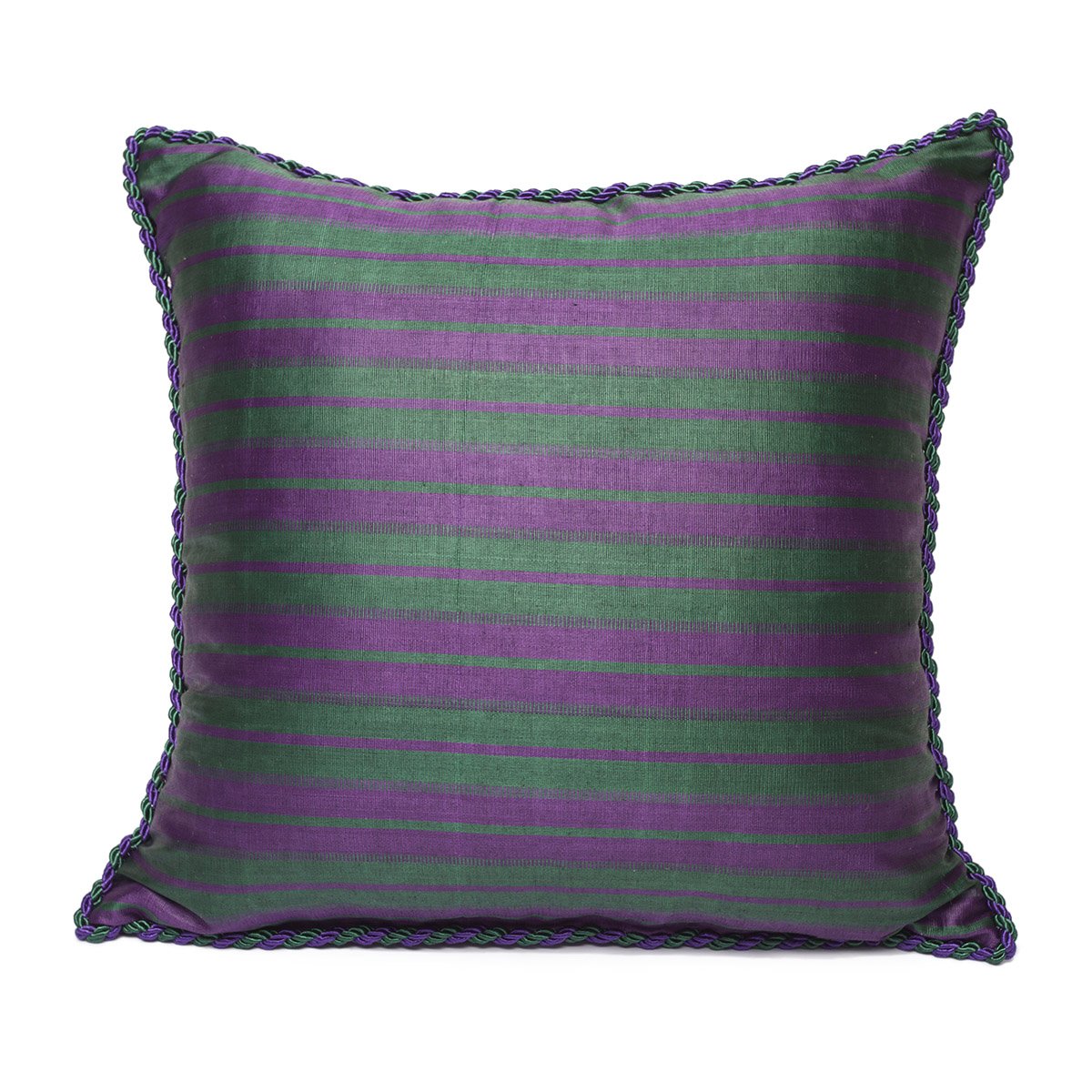 Kutnu Purple Green Cushion Cover - Byzantine Contrast Woven in Imperial Chromatic Boldness