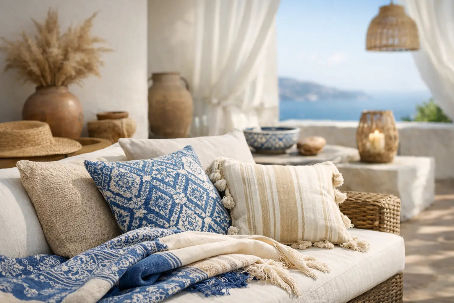 Cómo combinar textiles mediterráneos elegantes