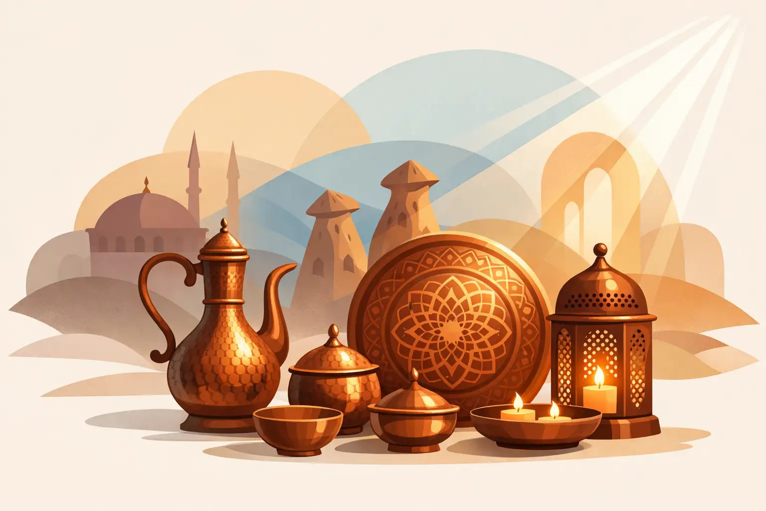 Cobre anatolio en decoración: historia y luz