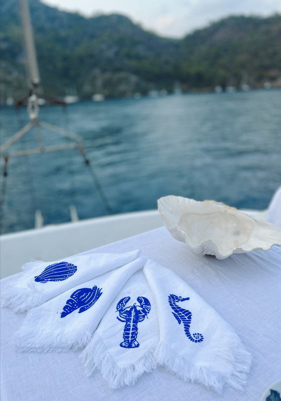 Set de 6 Servilletas Marin de Lino Exclusivo - Tesoros del Mar