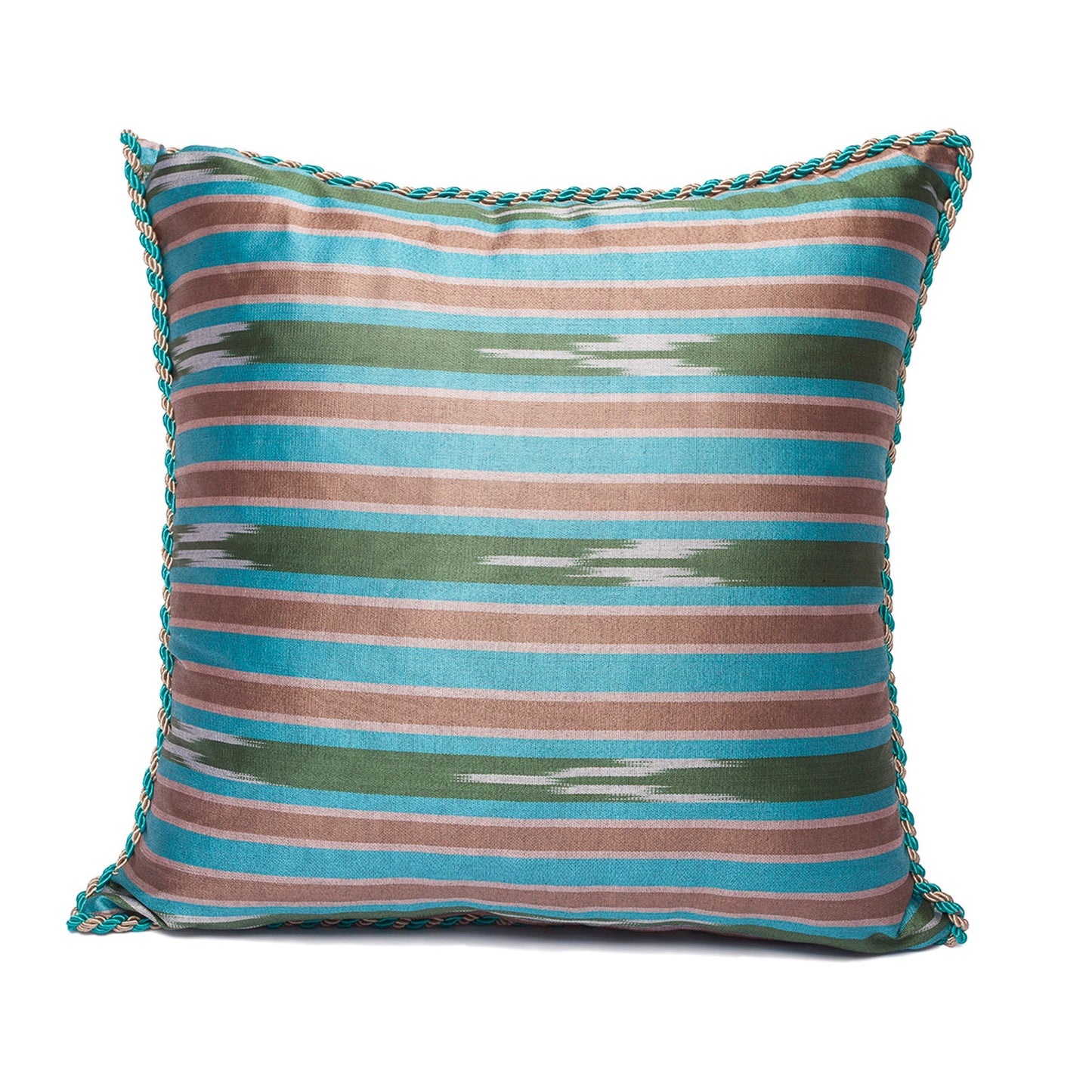 Kutnu Turquoise Earth Cushion Cover - Mediterranean Serenity Woven in Ancient Silk from Gaziantep