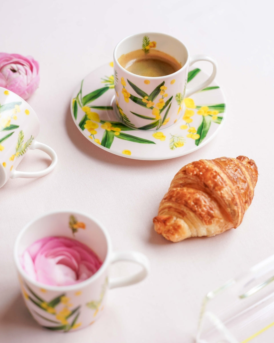 Pink Mimosa Turkish Coffee Cup - Spring Delicacy