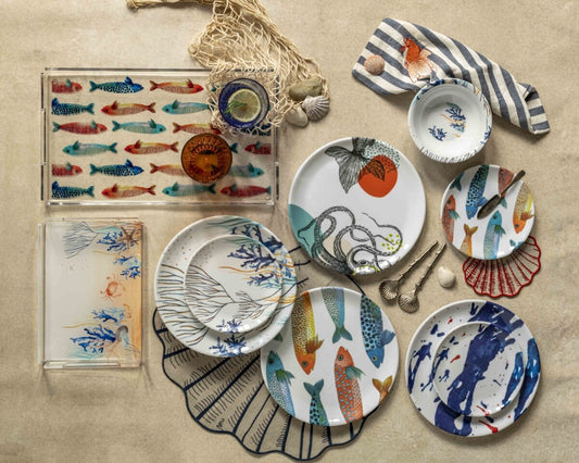 Plato Grande Arte Azul - Cerámica Mediterránea Artística Excepcional