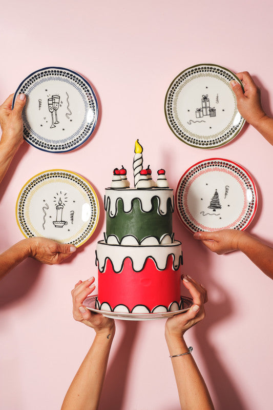 Set De 4 Platos De Postre De Porcelana Holiday - 20 Cm