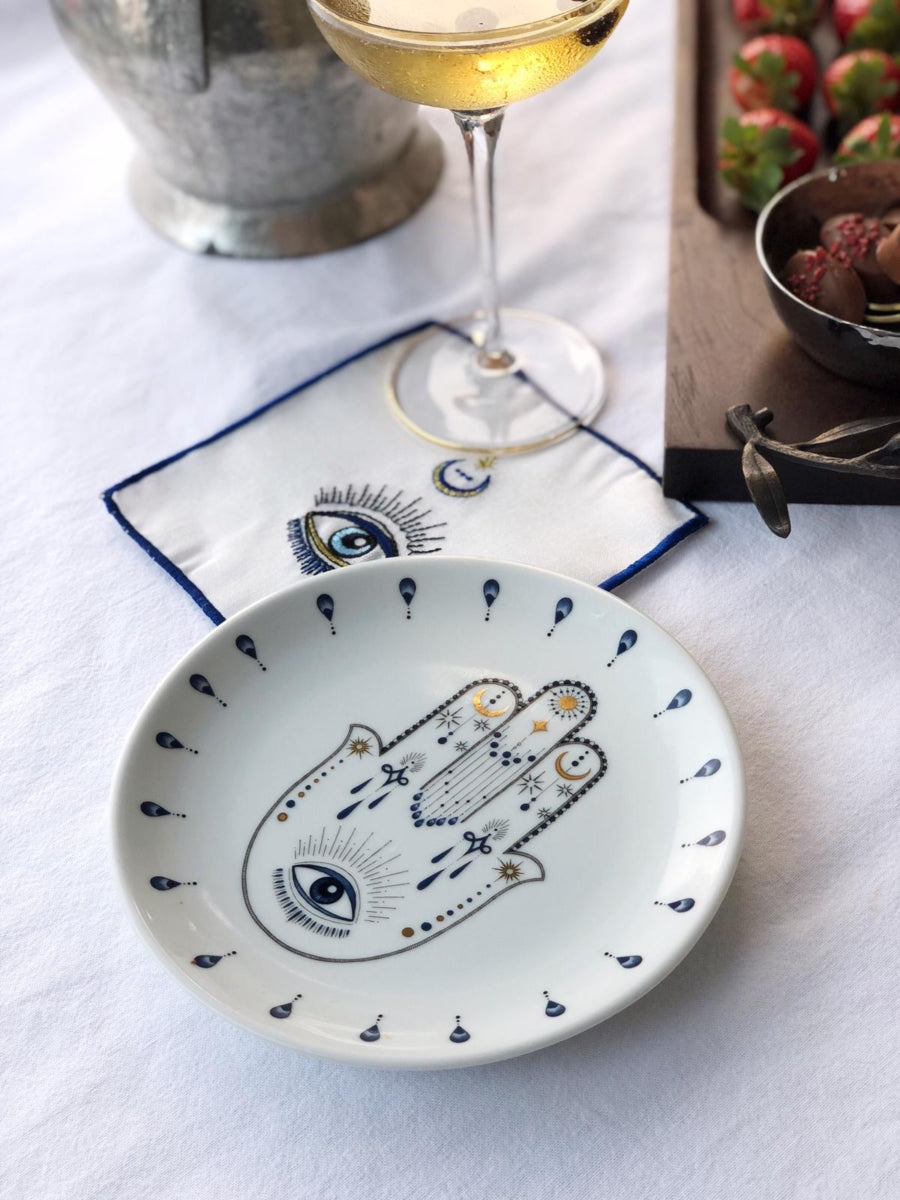 Plato de Postre Spirit Eye - Acuarela Artesanal Oro 24K