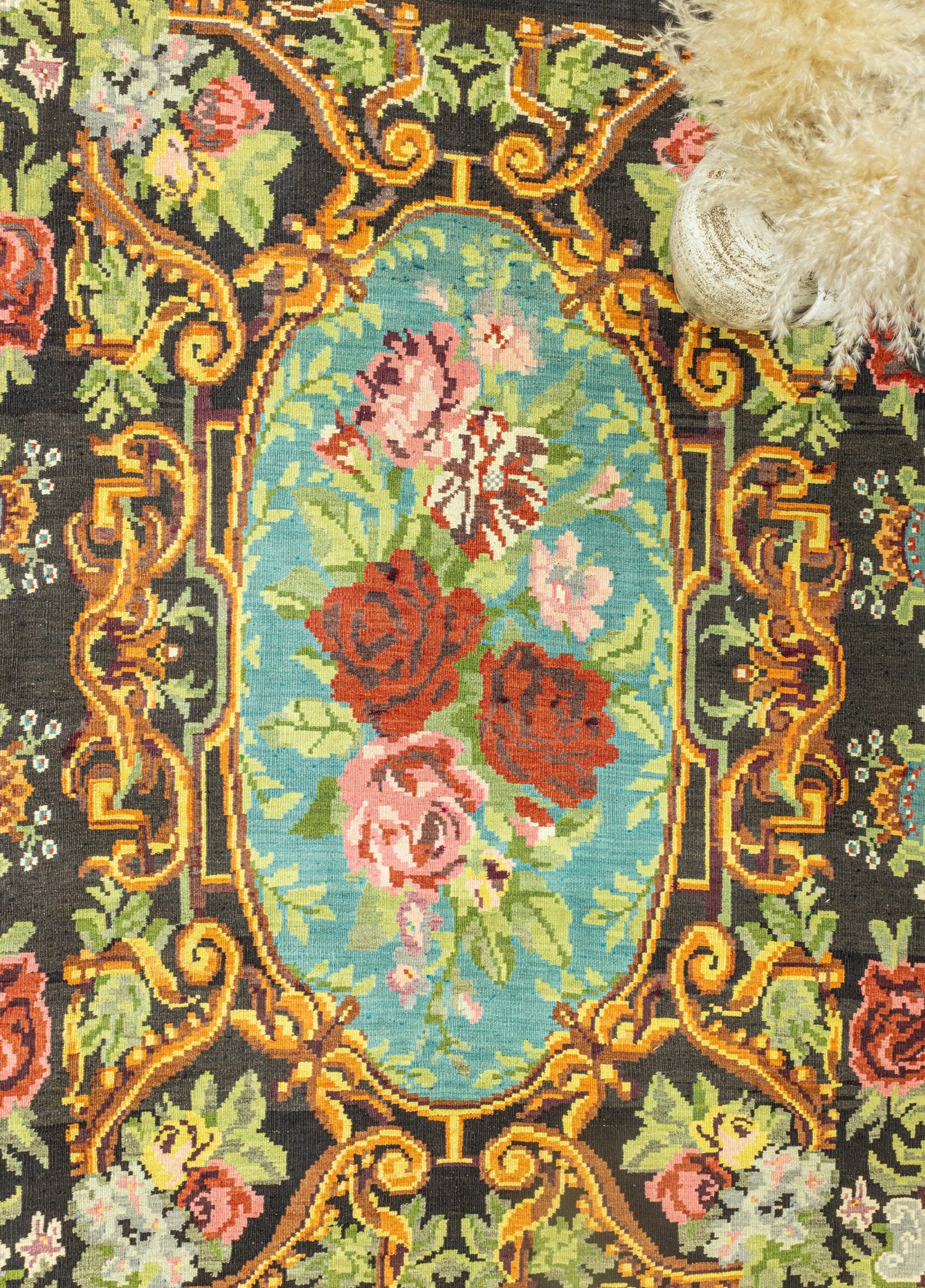 Gaia Floral Hand-Woven Wool Kilim Artesanal Natural Wool 191x310cm – Origen Sostenible