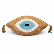 Funda de Cojín Decorativo Ojo de la Suerte - Tejido en Cuerda de Cuero