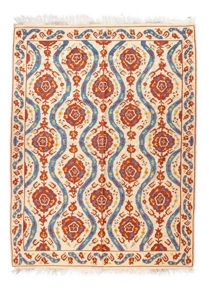 Klair Uzbek Patterned Hand Woven Wool Rug Artesanal Natural Wool 170x224cm – Origen Sostenible
