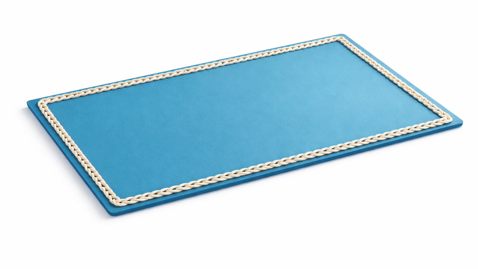 Mantel Individual  Rectangular de Cuero Sintético con Ribete Trenzado - Azul