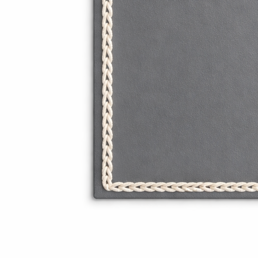 Set de 4 Manteles Individuales Rectangulares de Cuero Sintético con Ribete Trenzado - Gris